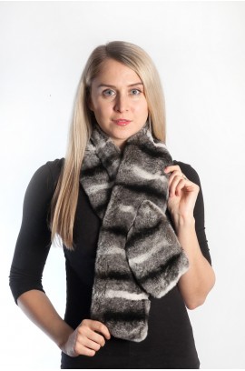 Rex chinchilla fur scarf - striped